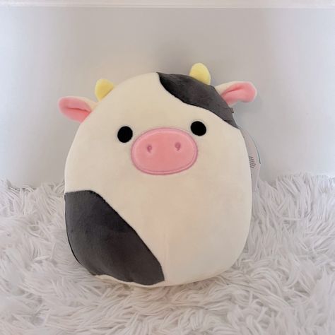 Rare Black And White Connor The Cow Squishmallow - 7.5” - New Never Cuddled Cow Print Stuff, Squish Mallow, Cow Squishmallow, Cow Stuff, Easter Plush, American Flag Sweater, Cow Decor, Baby Cow