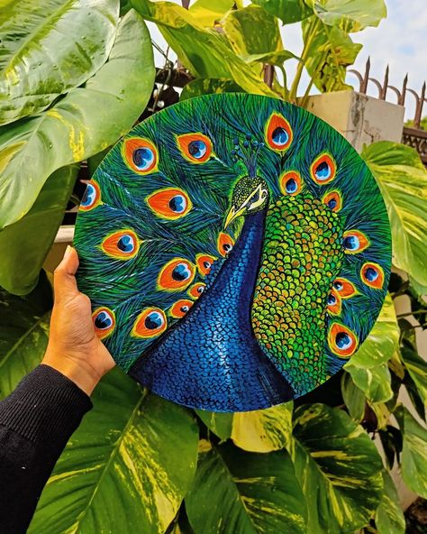 Peacock acrylic painting 🦚 "She is a peacock in everything but beauty!”  . . Hope your day is filled with sunshine 🌸 Comment down your thoughts about this painting ✨ . . Follow for simple painting ideas Medium : Acrylic on MDF board . . Don't forget to do like save and share if you like it 🧡 . . Follow @artcartbyakansha #acrylic #acrylicpainting #creativity #trending #instagood #creator #artist #artistsoninstagram #instagramreels #artreels #arttherapy #artesanato #paintings #creator Painting Ideas Medium, Mdf Board Painting Ideas, Peacock Painting Acrylic, Random Painting, Simple Painting Ideas, Mosaic Art Diy, Fabric Print Design, Simple Painting, Peacock Painting