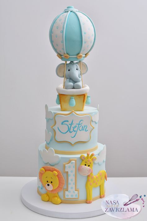 Birthday Cake Baby Boy 1year, Cake For Baby Boy 1 Year, Torte Za Prvi Rodjendan Za Decake, Bear And Hot Air Balloon Cake, Baptismal Cake Boy One Layer, Dumbo Cake, Elephant Birthday Cakes, Birthday Cake Kids Boys, Dumbo Birthday Party