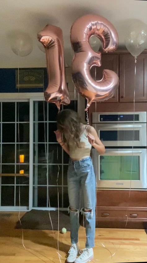 big 1 and 3 rose gold balloons, girl in jeans, converse and a sweater tank top holding the balloons 13th Birthday Outfit Ideas, 13 Birthday Picture Ideas, 13 Photoshoot, Bday Pics, 14th Birthday Cakes, 13 Birthday Cake, 13 Birthday, Birthday Picture, Happy 13th Birthday