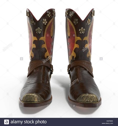 Download this stock image: Front view western boots isolated on white. 3D illustration - KM78WE from Alamy's library of millions of high resolution stock photos, illustrations and vectors. Boots Front View, Art Help, Front View, 3d Illustration, Western Boots, Character Design Inspiration, Cowboy Boots, High Resolution, Cowboy