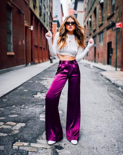 our silk pants Chic High-waist Silk Pants, Formal Full-length Silk Pants, Chic High-waist Wide Leg Silk Pants, Chic Silk Wide-leg Pants, Black Satin Pants Outfit, Fitted Full-length Silk Pants, Satin Pants Outfit, Black And White Flats, Pants Outfit Ideas