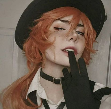 Chuuya Cosplay Makeup, Chuuya Haircut, Chuuya Hair, Bsd Cosplayers, Chuya Cosplay, Chuuya Nakahara Cosplay, Chuuya Cosplay, Bsd Cosplay, Dazai Bungou Stray Dogs