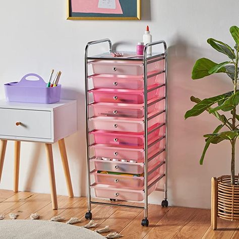 Salon Storage, Pink Storage, Castor Wheels, Steel Frame House, Storage Trolley, Mobile Storage, Hallway Storage, Plastic Drawers, Home Office Storage