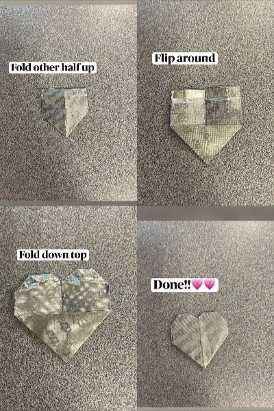 How To Fold Gum Wrappers Into Hearts, Origami With Gum Wrappers, Gum Wrapper Heart, Heart Dollar, Gum Wrapper, I Love You Song, Girl Hood, How To Make Bubbles, Sleepover Things