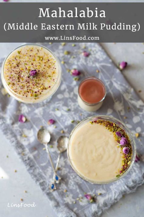 Mahalabia Recipe, Halal Desserts, Eid Dessert Recipes, Easy Indian Dessert, Milk Pudding, Arabic Dessert, Middle Eastern Desserts, Milk Dessert, Turkish Desserts