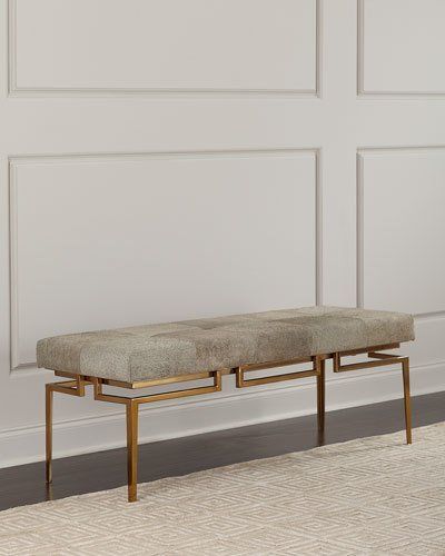 HBP6Z John-Richard Collection Hair on Hide Bench Upholstered Bench Bedroom, Drawing Furniture, John Richard Collection, John Richard, Furniture Design Living Room, Modern Mountain, Living Room Bench, Funky Furniture, Upholstered Bench