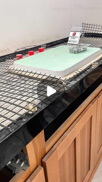 581 likes, 47 comments - diy.ourhome on May 26, 2022: "I’m so excited to see how my countertops come out I can barely contain myself 😂 If you missed it, here’s the first step of the poured concrete vanity counters using @zcounterform products! They make everything you need to easily DIY your own countertops - whether it be a kitchen, bathroom, or outdoor space! You simply attach the forms to your cement board, roll out the mesh reinforcement and attach the Zclips (which are designed to hold Cement Countertops Kitchen, Diy Concrete Countertops Bathroom, Cement Kitchen Countertops, Diy Countertop Ideas, Cement Counter Top, How To Make Concrete Countertops, Outdoor Concrete Countertops, Concrete Countertops Diy, Concrete Countertop Forms