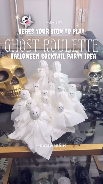 Ghost Roulette Shots, Halloween Ghost Shots, Throwing A Halloween Party, Ghost Shot Roulette, Ghost Shots Tissue, Ghost Roulette, Scream Halloween Party, Halloween Party Drinking Games, Halloween Party Shots