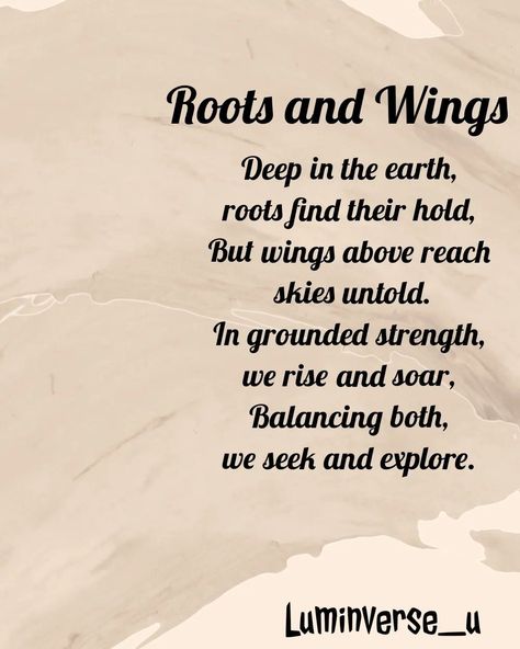 We all need roots to grow and wings to fly. #rootsandwings #balance #poetryoftheday #poem #motivation #poetsofinstagram #writersofinstagram #poetcommunity #fyp #fridayreset #tgif #treanding Poem About Air, Poems About Freedom, High Flight Poem, Poem Motivation, Wind Poem, The Emigree Poem, Wings To Fly, Roots And Wings, Tgif