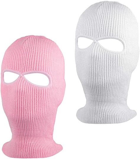 Winter Full Face Balaclava For Skiing, White Ski Mask, Ski Mask White, Pink Full Face Balaclava For Winter, Pink Ski Mask, Knitted Ski Mask, Knit Ski Mask, Vendetta Mask, Winter Balaclava