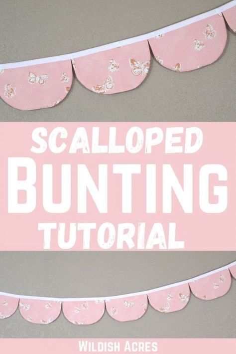 pin for scalloped bunting tutorial Homemade Banners, Bunting Tutorial, Fabric Bunting, Bunting Banner, Party In A Box, How To Sew, Learn To Sew, Handmade Home, Butterfly Print