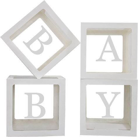 Amazon.com: Baby Boxes with Letters for Baby Shower,Clear Baby Shower Decorations Block Boxes,Transparent Balloon Box Backdrop for Baby Shower & Birthday Party,4PCS : Home & Kitchen Décoration Baby Shower, Baby Shower Box, Paper Balloon, Gender Reveal Party Supplies, Shower Box, Transparent Balloons, Balloon Box, Clear Balloons, Gender Reveal Decorations