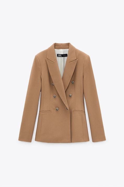 Blue Shirt Women, Camel Blazer, Cut Blazer, Blazer Zara, Beige Outfit, Easy Winter Outfit, Zara Blazer, Women Sweaters Winter, Ripped Denim Shorts