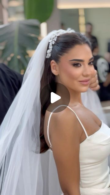 Shant Tavitian | Hairstylist on Instagram: "Beautiful bride💫🤍" Lebanese Hairstyles Wedding, Long Veil Hairstyles, Bridal Hair With Tiara And Veil, Bridal Ponytail With Veil, Wedding Hair For Bride With Veil, Hair Down Veil, Bride Updo Hairstyles With Veil, Bride Hair With Veil, Cathedral Veil Hairstyle