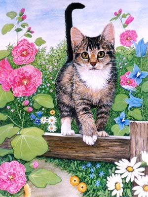 Flower cat Cat Art Illustration, Image Chat, Gorgeous Cats, Cat Artwork, 수채화 그림, Cats Illustration, Ginger Cats, Arte Animal, Cat Painting