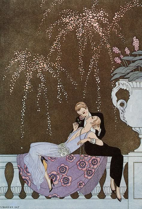 Arte Jazz, Flapper Fashion, George Barbier, Vintage Lesbian, 1920's Fashion, Arte Grunge, Arte Peculiar, Lesbian Art, Japon Illustration