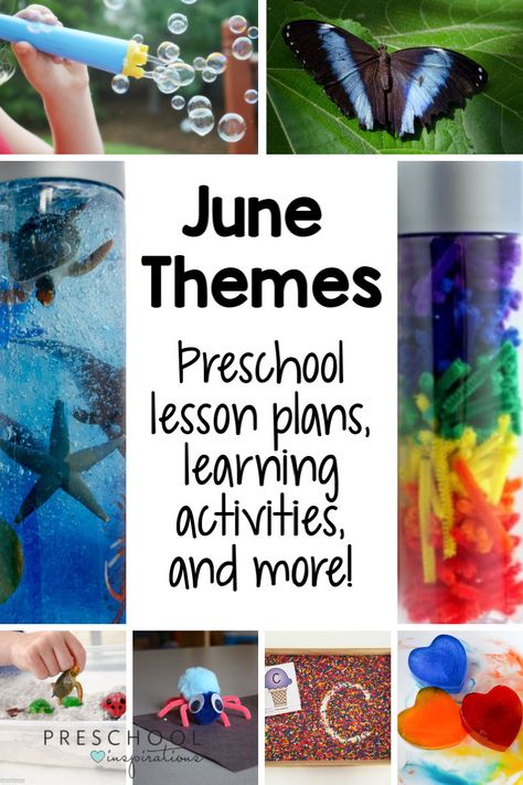 Everything you need to teach preschool this June, whether in the classroom or at home! Teach using popular summer themes such as ocean, butterflies, ice cream, and more. There are lesson plans, crafts, and hands-on learning activities for each! August Themes For Toddlers Lesson Plans, June Preschool Activities, June Toddler Themes, Themes For June Preschool, June Curriculum For Preschool, Preschool June Themes, June Themes For Toddlers, June Themes For Preschool, June Lesson Plans Preschool