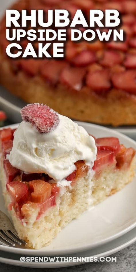 Rhubarb Desserts Recipes, Rhubarb Cake Recipes, Rhubarb Dessert, Rhubarb Upside Down Cake, Best Rhubarb Recipes, Rhubarb Coffee Cakes, Just Pies, Baked Cakes, Rhubarb Desserts