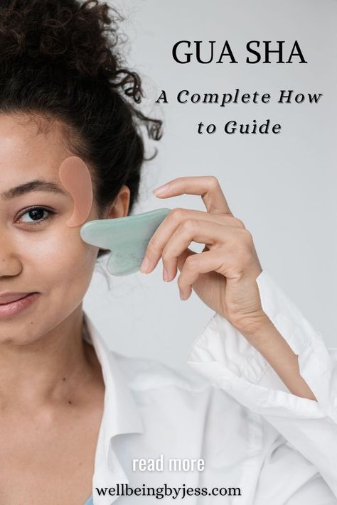 image of 1 person using gua sha and text that says 'GUA SHA: A Complete How to Guide! read more @ wellbeingbyjess.com' Easy Routine, Face Yoga Exercises, Face Yoga Facial Exercises, Face Tools, Gua Sha Massage, Gua Sha Facial, Gua Sha Tools, Forehead Wrinkles, Massage Benefits