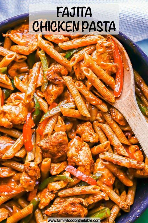 Fajita Pasta Recipe, Chicken Peppers And Onions, Chicken Seasoning Recipes, Fajita Pasta, Fajita Chicken, Chicken Fajita Pasta, Delicious Family Dinners, Homemade Fajita Seasoning, Pan Chicken Fajitas