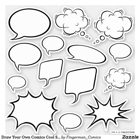 Draw Your Own Comics Cool Speech Bubble Stickers Balloon Stickers, Bubble Drawing, Comic Bubble, Speech Balloon, Bubble Bubble, Design Comics, Bubble Stickers, Speech Bubbles, Bullet Journal Aesthetic