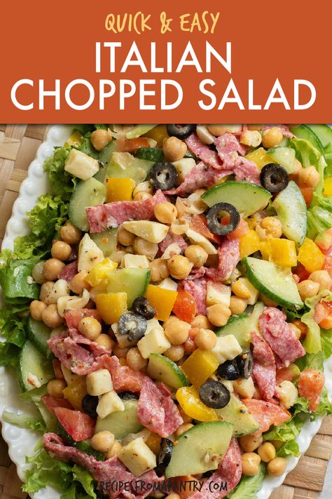 Chopped Italian Salad, Easy Potluck Recipes, Chopped Salad Recipe, School Meal, Easy Potluck, Chopped Salad Recipes, Italian Chopped Salad, Sides Recipes, School Recipes