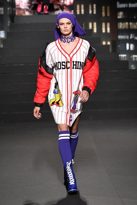 The baseball shirt: cultural icon and fashion accessory – in pictures | Fashion | The Guardian Baseball Jersey Fashion, Baseball Shirt Outfit, Bella Hadid Runway, Baseball Dress, Dodgers Shirts, Baseball Fashion, Louis Vuitton Supreme, Baseball Uniforms, Baseball Outfit