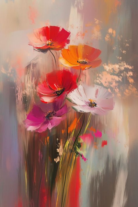 Abstract Flower Art Acrylic, Tulip Painting, Abstract Flower Art, Tulips Flowers, Abstract Flowers, Classy Women, Wall Art Painting, In A World, Floral Art