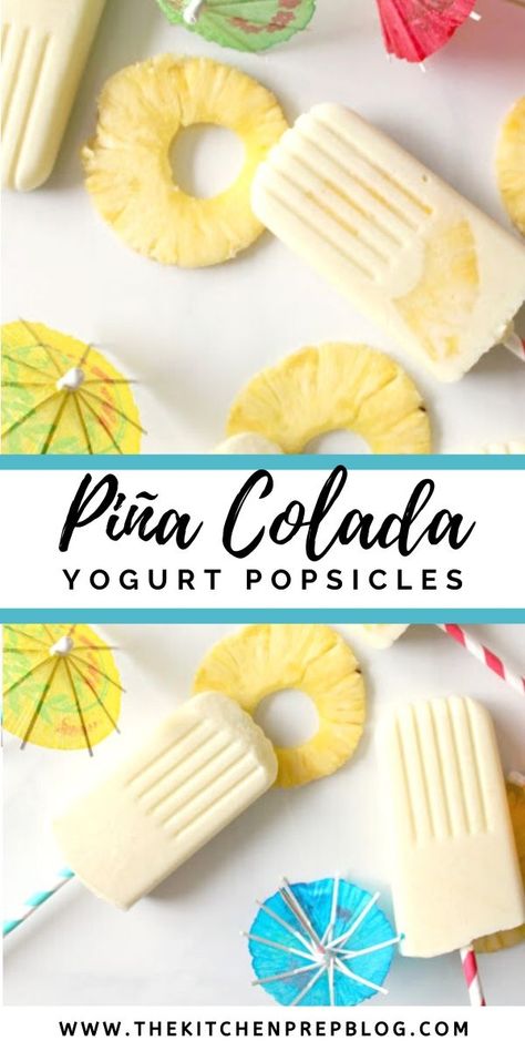 Pina Colada Popsicles, Yogurt Popsicle Recipes, Healthy Popsicles, Yogurt Pops, Yogurt Popsicles, Fruit Popsicles, Frozen Snack, Homemade Popsicles, Cold Treats