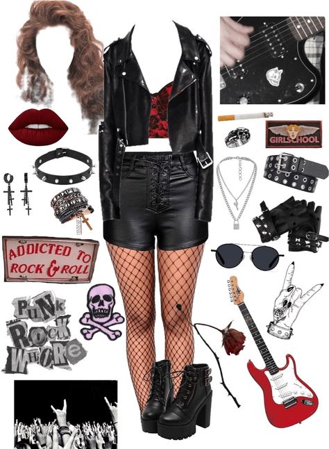 80s Fashion Rock And Roll, 80s Party Rock Outfits, 1980s Glam Rock Fashion, 90s Rock Band Outfits, Rocker 80's Outfit, Rocker Party Outfit, 80s Fashion For Women Rock, 80s Rock Women Outfits, 80s Rock Star Outfit Women