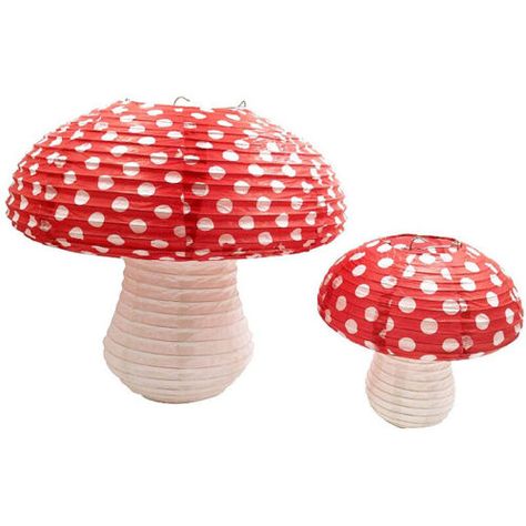 Mushroom Room Decor, Fairy Baby Showers, Paper Lantern Decor, Hanging Paper Lanterns, Jungle Theme Parties, Large Mushroom, Alice In Wonderland Birthday, Wonderland Theme, Alice In Wonderland Theme