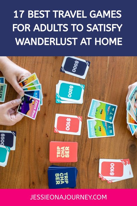 Pinterest pin that reads the best travel games for adults. Travel Games For Adults, Trip Planning Checklist, Games For Adults, Travel Facts, Wellness Travel, Planning Checklist, Journal Writing Prompts, Travel Games, Seven Wonders