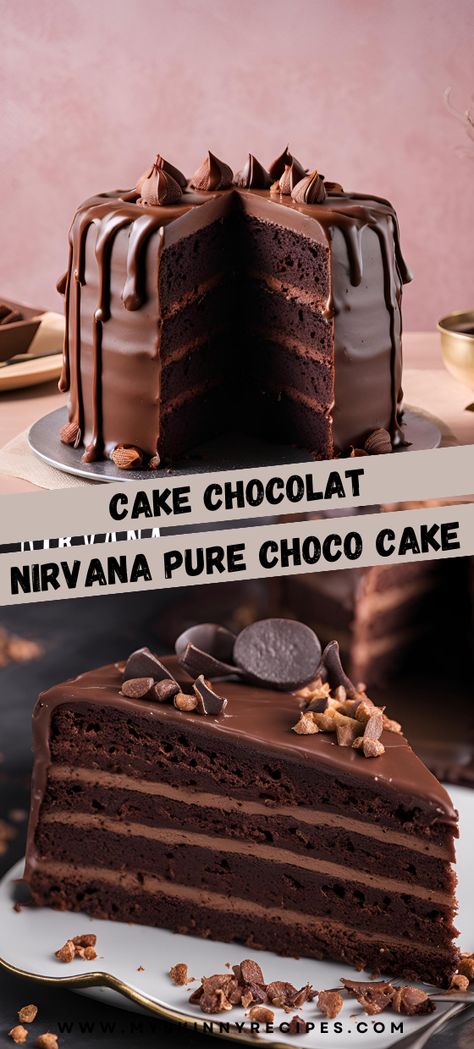 Indulge in the ultimate chocolate experience with Nirvana Pure Choco Cake! Rich, moist, and topped with luscious chocolate ganache, this cake is a chocolate lover's dream. #ChocolateCake #Baking #Dessert #PureIndulgence #myskinnyrecipes 🍰✨ Moist Chocolate Ganache Cake, Choco Moist Cake, Epicurious Chocolate Cake, Cooking Classy Chocolate Cake, Extreme Chocolate Cake, Chocomoist Cake With Ganache, Ferrero Rocher Cake, Butterscotch Cake, Pineapple Cake