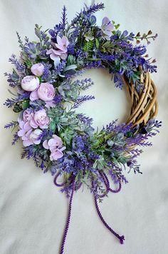 Kaktus Dan Sukulen, Dekoratívne Vence, Floral Door Wreaths, Spring Floral Wreath, Easter Spring Wreath, Purple Wreath, Diy Spring Wreath, Door Wreaths Diy, Summer Door Wreaths