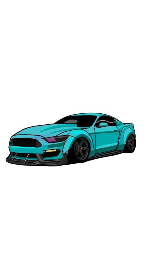 Mustang Cartoon, Lexus Lx470, Racing Car Design, Car Artwork, Bugatti Veyron, Car Cartoon, Art Cars, Mustang Cars, Ford Mustang Gt