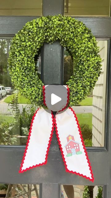 @_littlehappies on Instagram: "This one is good!!! We love our ricrac edged sashes so much!! Order soon!" How To Tie Sash On Wreath, Wreath With Sash, Wreath Sash, Our Love, Wreath, Christmas Decorations, Embroidery, Christmas, On Instagram