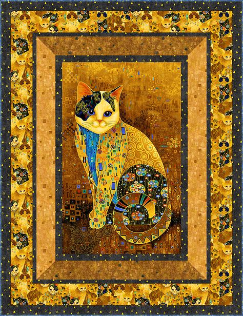 Klimt Quilt, Owl Dream Catcher, Cat Quilt Patterns, Winter Wolves, Gustav Klimt Art, Maple Brown, Ancient Dragon, Timeless Treasures Fabric, Cat Quilt