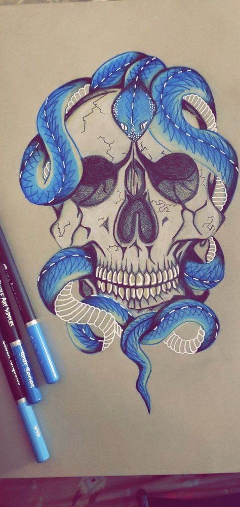 Snake Paintings, Skull And Snake, Snake Painting, Colorful Snakes, Snake Drawing, Skull Light, Art 2023, Skull Painting, Sketchbook Drawings