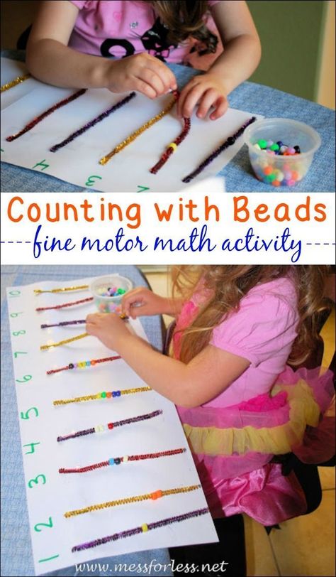 Counting Bead Fun is an easy kids activity to set up. It combines counting with fine motor practice! Counting Preschool, Fine Motor Practice, Easy Kid Activities, Fine Motor Activity, Preschool Fine Motor, Fine Motor Skills Activities, Motor Skills Activities, Numbers Preschool, Math Activity