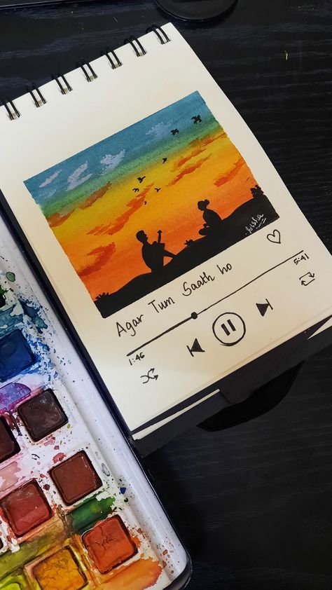 Song Painting Ideas On Canvas, Spotify Doodle Art, Painting About Music, Song Polaroid Painting, Aesthetic Song Drawing, Spotify Song Drawing, Song Painting Ideas, Cute Polaroid Paintings, Polaroids Painting