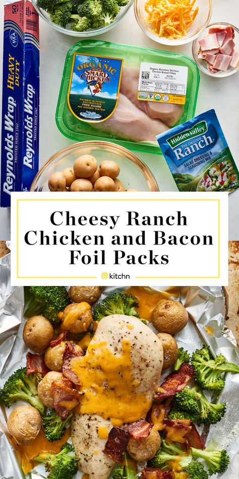 Chicken With Ranch Seasoning Packet, Bacon Cheese Chicken, Grilled Entrees, Cheesy Ranch Chicken, Foil Meals, Cheesy Ranch, Foil Pack Dinners, Foil Packet Dinners, Chicken And Bacon