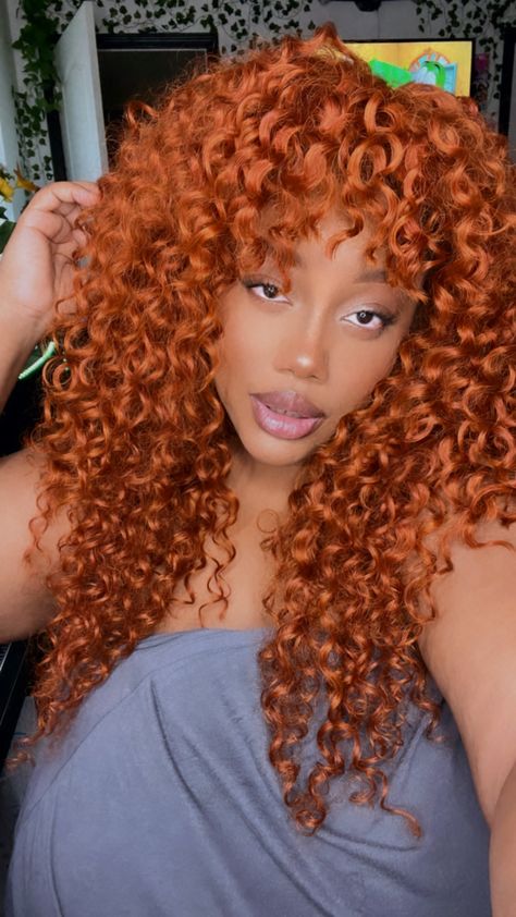 Ginger / Copper Curly Weave Made into a wig . Ginger Crochet Hairstyles, Ginger Weave, Weave With Bangs, Curly Ginger, Quick Weave Styles, Colored Bobs, Curly Weave, Curly Weaves, Weave Styles