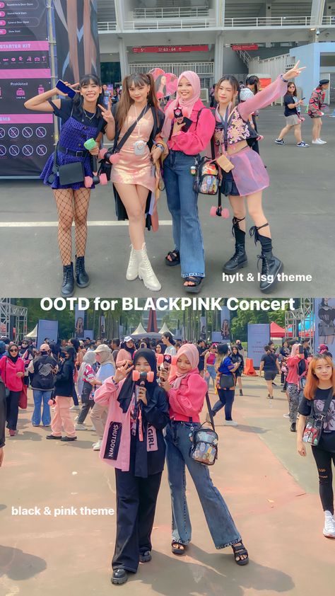 gimana blinks, outfitnyaa? kece bgt kan? yuk drop ootd idea kalian disini #outfits #fashion #kpop #blackpink #ootd #ootdfashion #aesthetic Kpop Theme Outfit, Outfit Nonton Konser Kpop, Blackpink Concert Outfit, Concert Ootd, Ootd Idea, Blackpink Concert, Fashion Kpop, Pink Themes, Themed Outfits