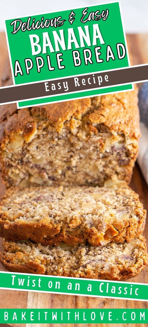 Apple Banana Bread Banana Bread Made With Honey, Recipe Using 2 Ripe Bananas, Banana Bread Made With Applesauce, Banana Apple Bread, Banana Bread Recipe Applesauce, Banana Bread Made With Oil, So Easy Its Bananas Banana Bread, Banana Bread With Applesauce, Apple Banana Bread