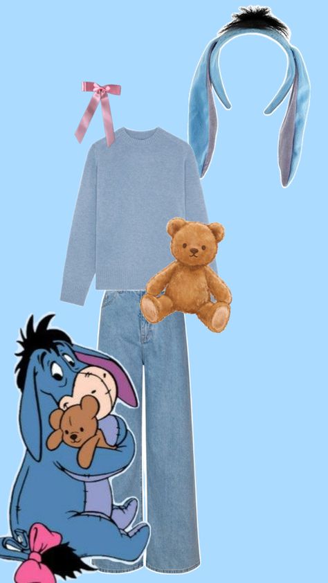 Winne The Pooh Halloween Costumes Family, Piglet Outfit Ideas, Winnie The Pooh Rabbit Costume, Eeyore Costume Women, Winnie The Pooh Owl Costume, Winnie The Pooh Characters Costumes, Duo Brunette Halloween Costumes, Eeyore Costume Diy, Holiday Characters Costumes