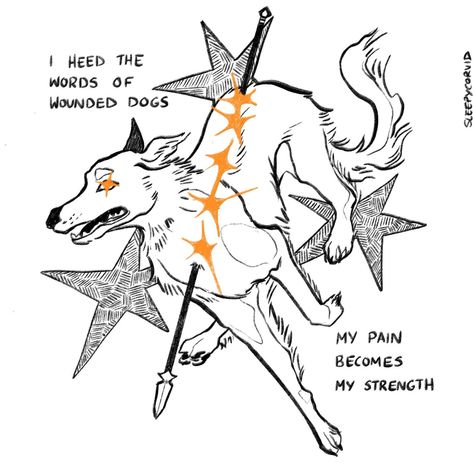 piercing, tattoo • Instagram Poetry Drawing, Cassandra Calin, Rattus Rattus, Dog Poetry, Dog Motif, Gay Comics, Canine Art, Funny Tattoos, Bad Dog