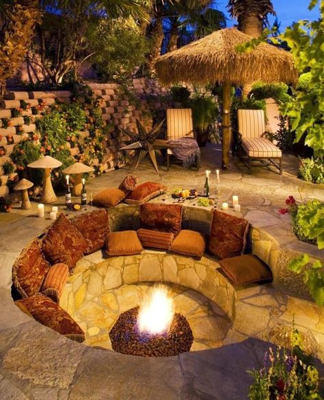 Get Fired Up: 10 Fire Pits for Inspiration | Blog | brick&batten Design Per Patio, Garden Sitting Areas, Round Fire Pit, Backyard Seating, Fire Pit Seating, Fire Pit Area, Fire Pit Designs, Diy Fire Pit, Backyard Fire