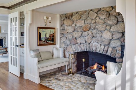 Patrick Ahearn Architect, Patrick Ahearn, Built In Banquette, Porte Cochere, Inglenook Fireplace, New England Homes, Home Fireplace, My Dream Home, Outdoor Living Space