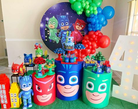 Pjmask Birthday Party Ideas, Pjs Masks Birthday Party, Pj Masks Birthday Party Ideas Decoration, Pjmasks Birthday Party Ideas Boy, Mask Birthday Party Ideas, Pj Masks Birthday Party Ideas, Pj Mask Birthday Party, 1st Birthday Boy Themes, Pj Masks Birthday Party